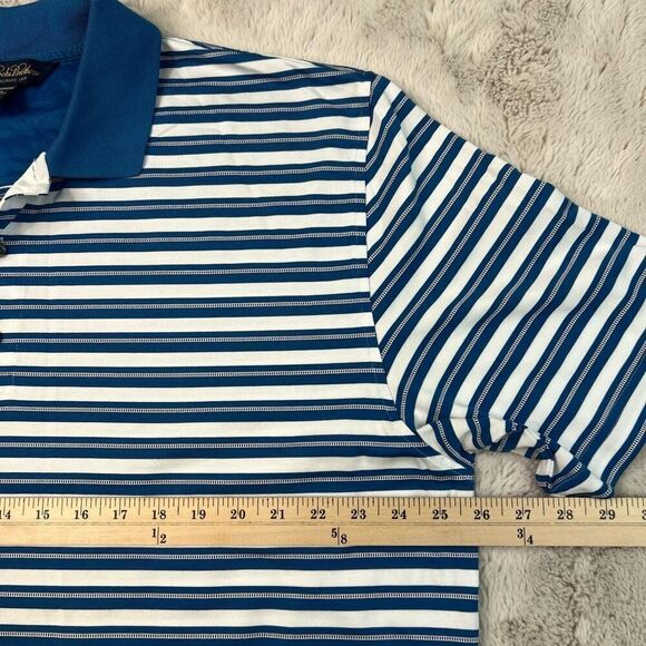 Brooks Brothers Polo Shirt Mens Size XL Mercerized Cotton Blue Stripe Cotton - Picture 6 of 8